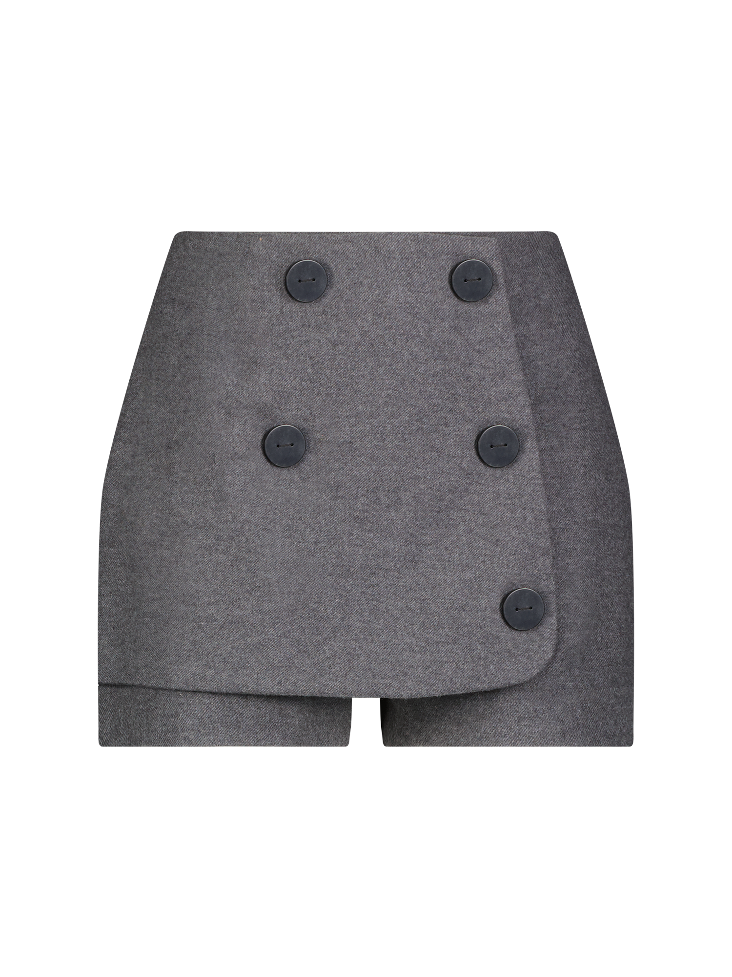 Double-Breasted Charcoal Flannel Skort