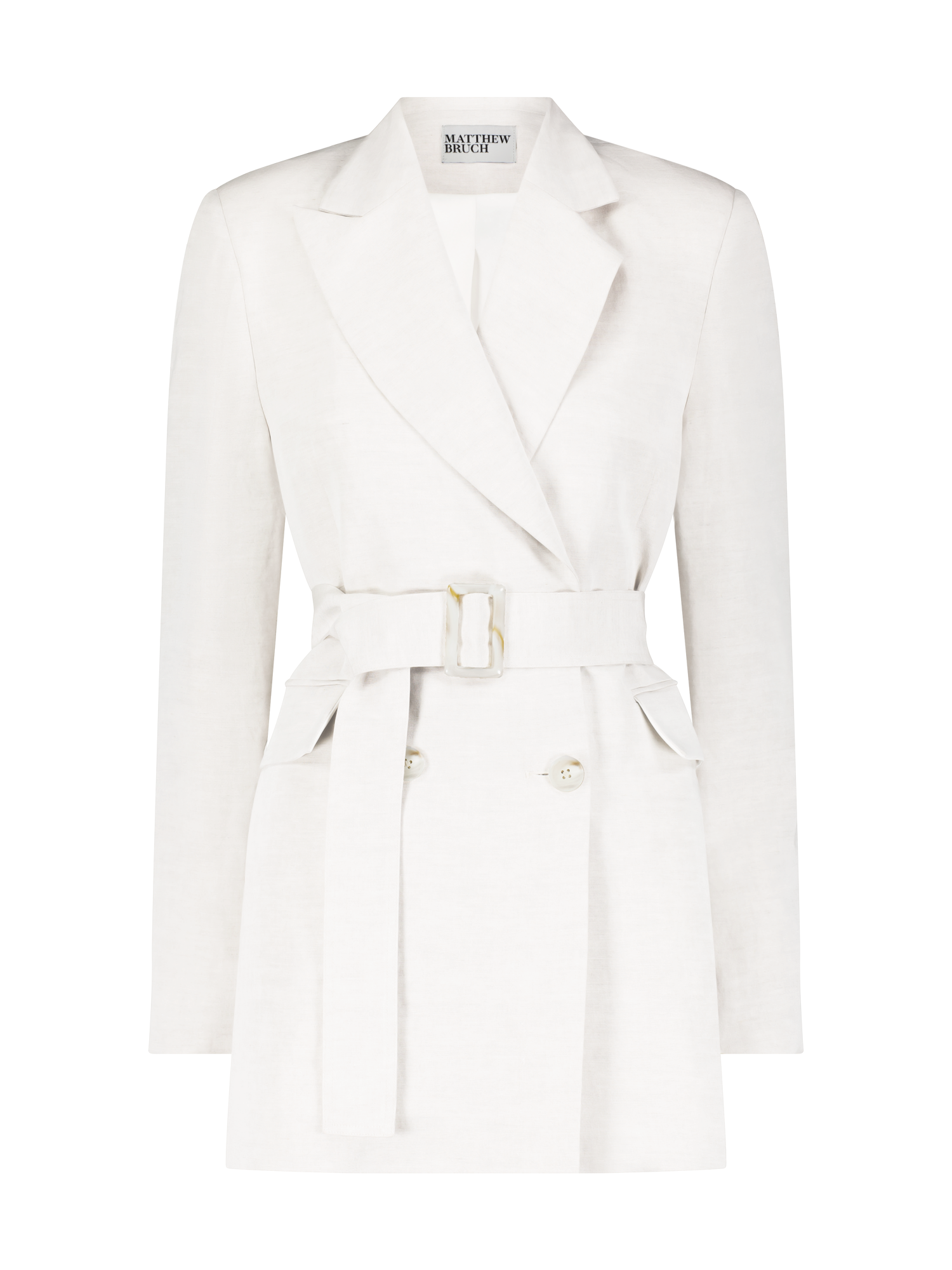 Double-Breasted White Viscose Blazer Dress