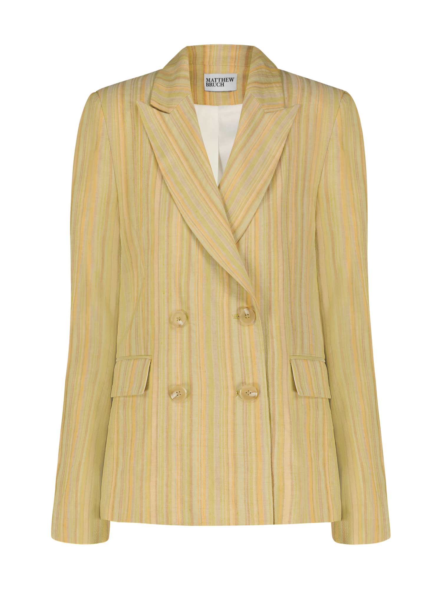 Double-Breasted Avocado Stripe Blazer