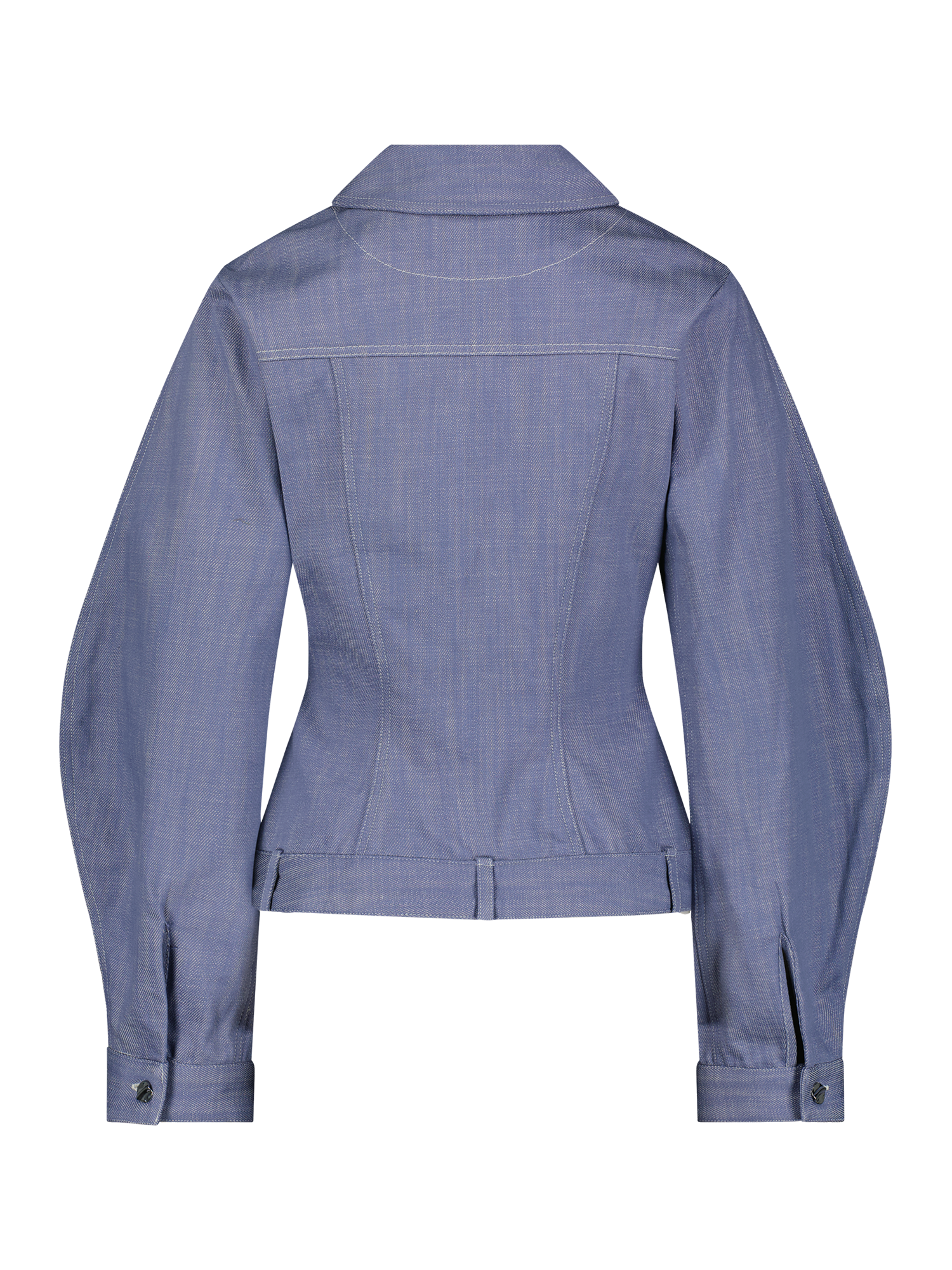 Seamed Leg of Mutton Faded Blue Denim Jacket