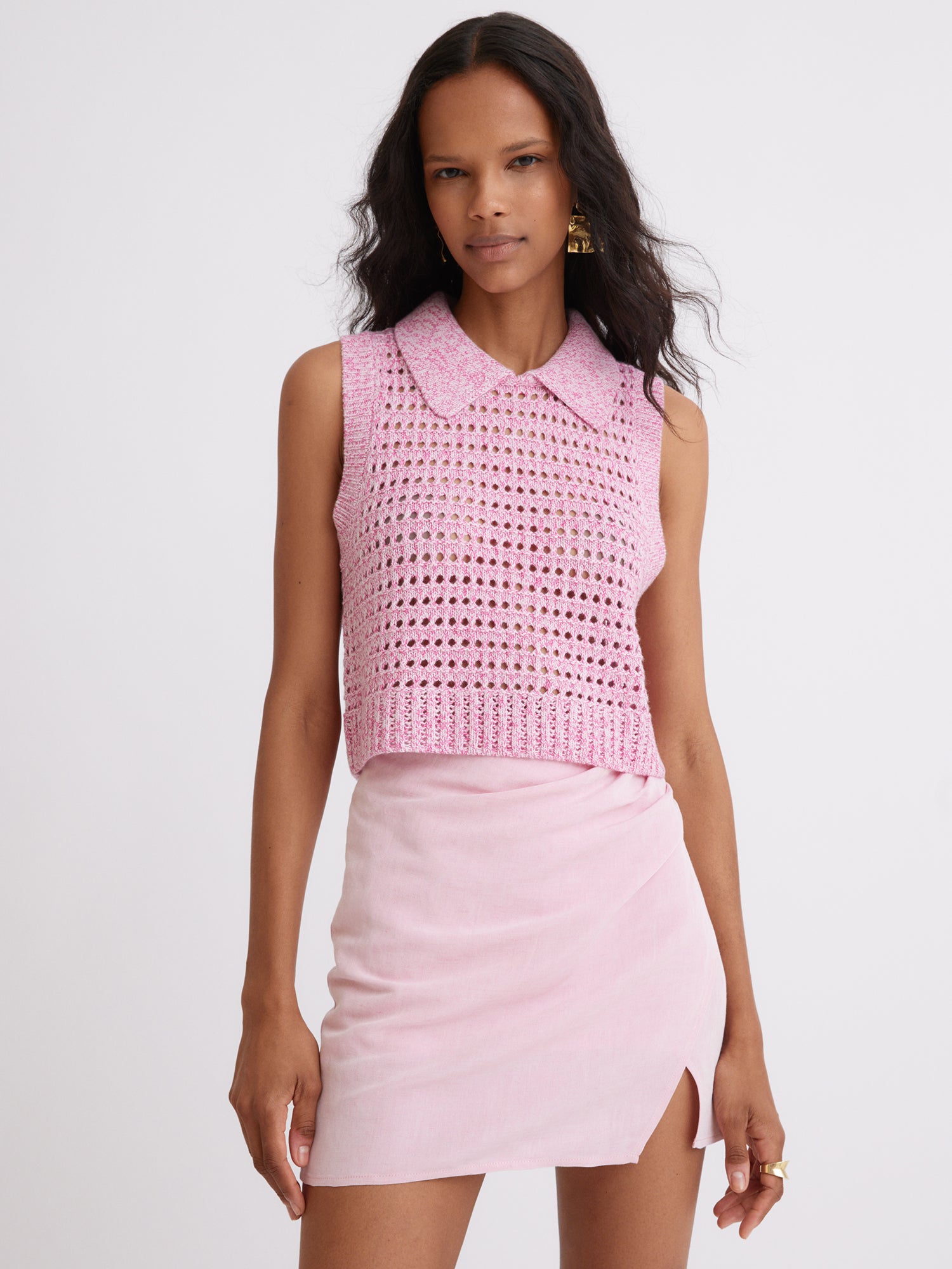 Wrap Draped Pink Viscose Mini Skirt