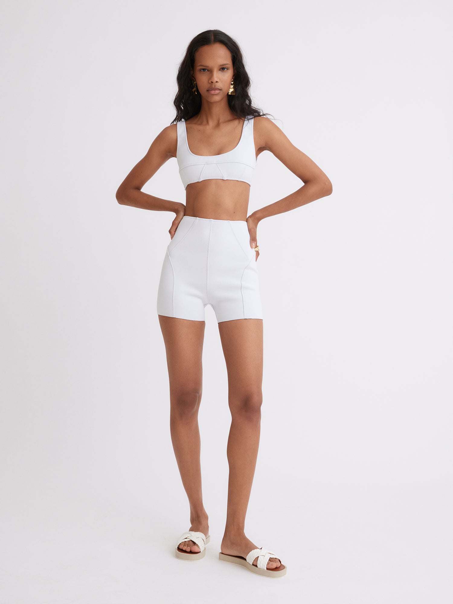 Seamed White Neoprene Bra Top