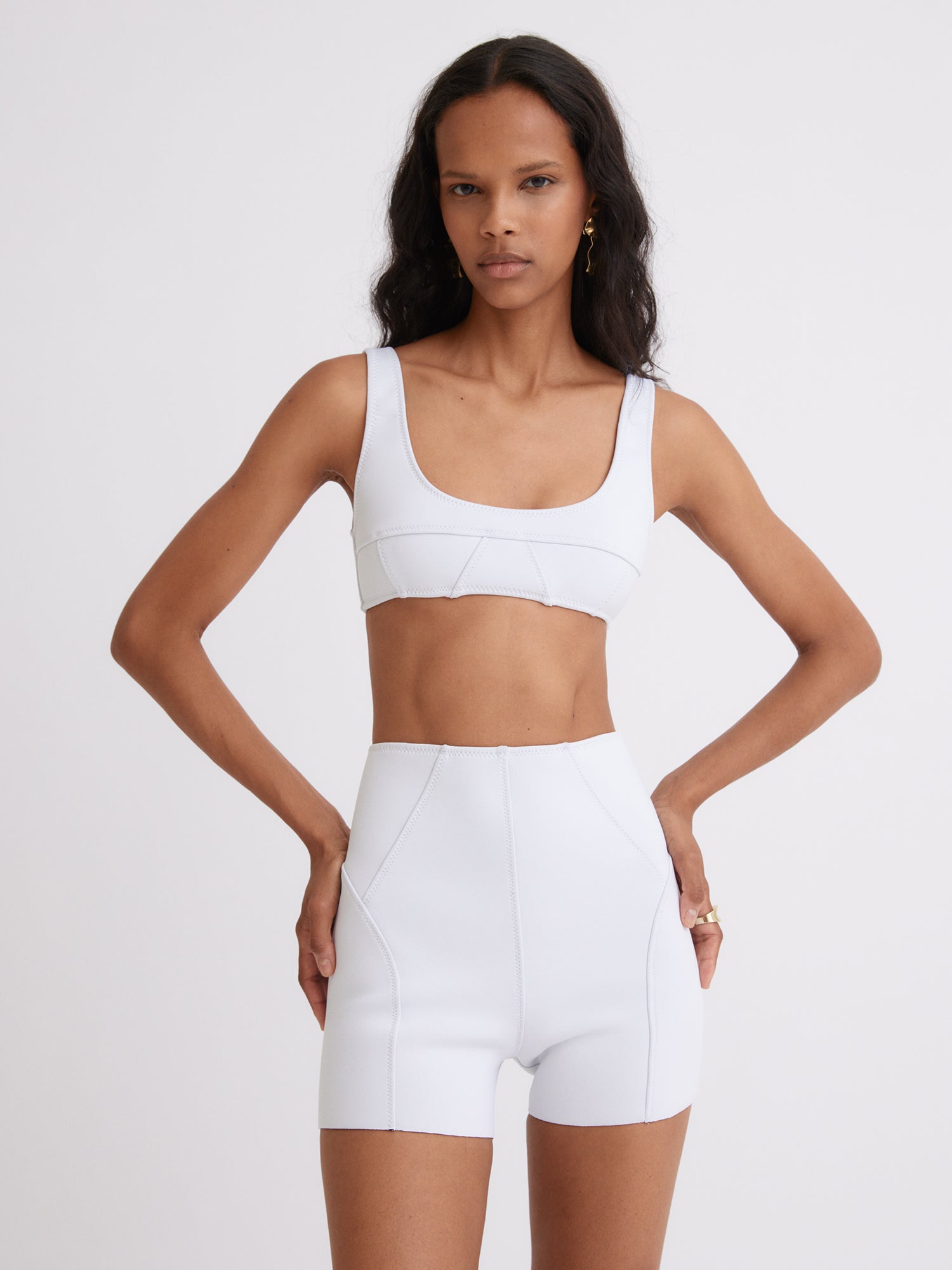 Seamed White Neoprene Hot Short