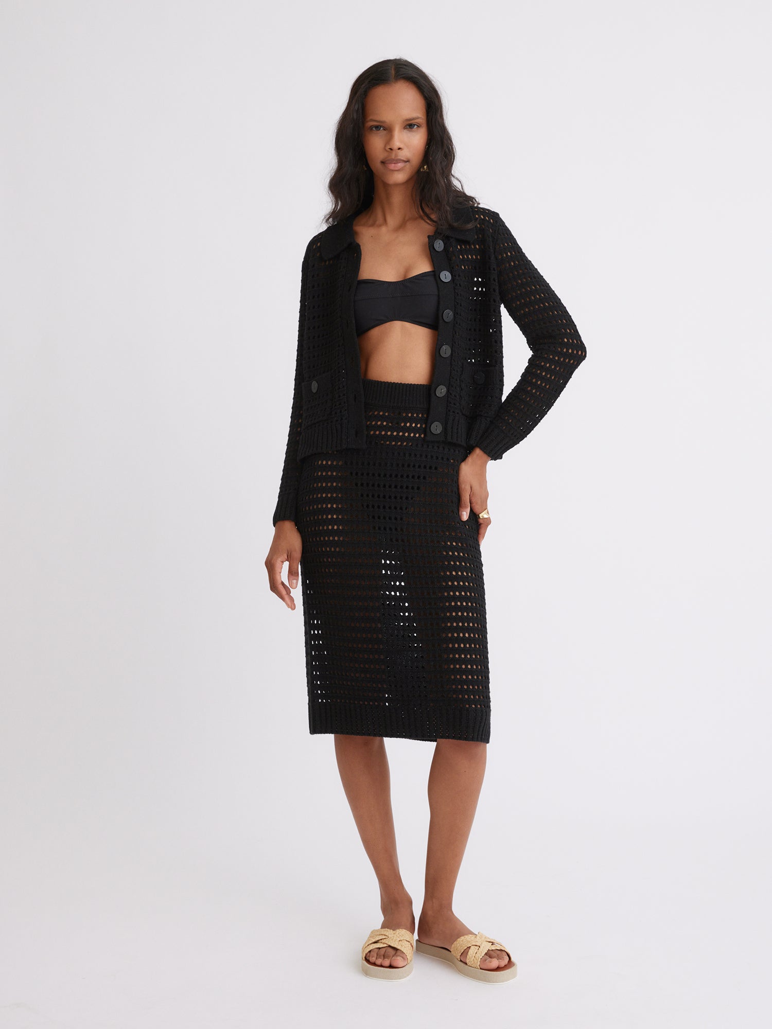 Knit Mesh Black Jacket