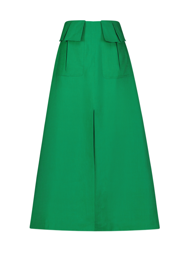 Cargo A-Line Kelly Green Midi Skirt