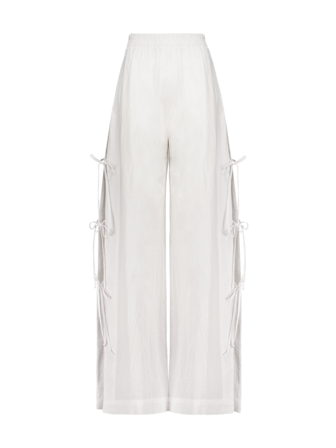 Side Tie White Seersucker Pant