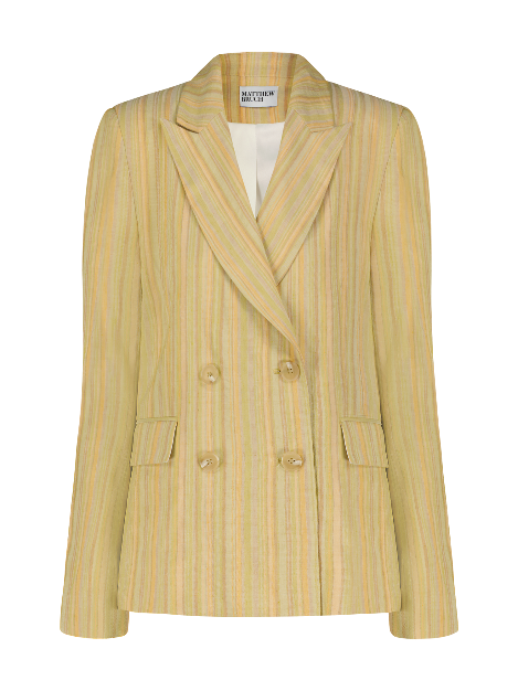 Double-Breasted Avocado Stripe Blazer