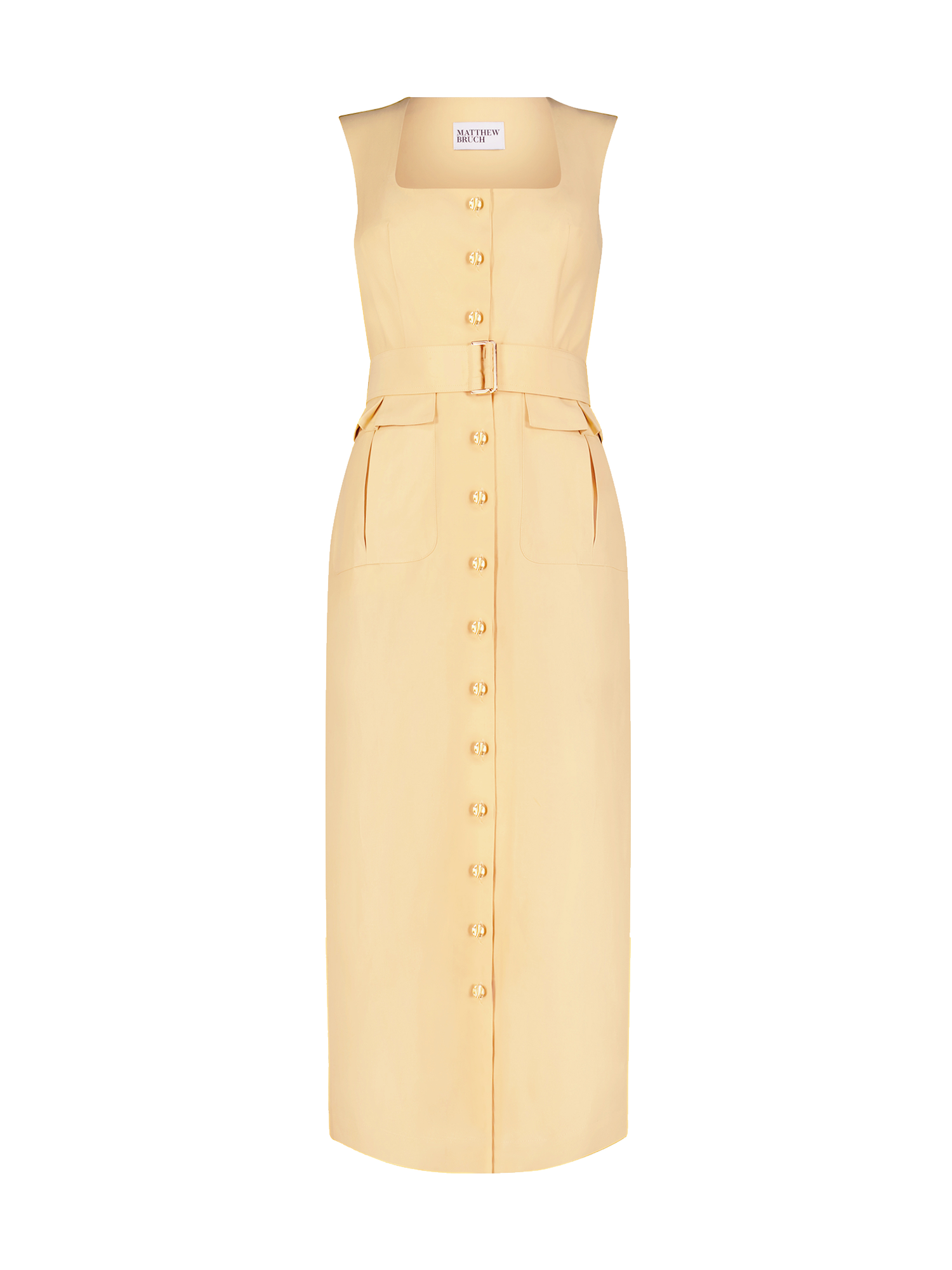 Apron Pale Yellow Cargo Midi Dress