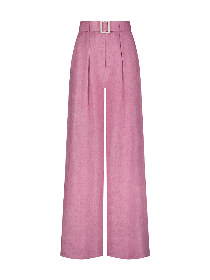 Wide Leg Pleated Orchid Linen Pant