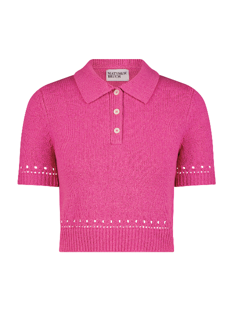 Eyelet Trim Orchid Polo Top