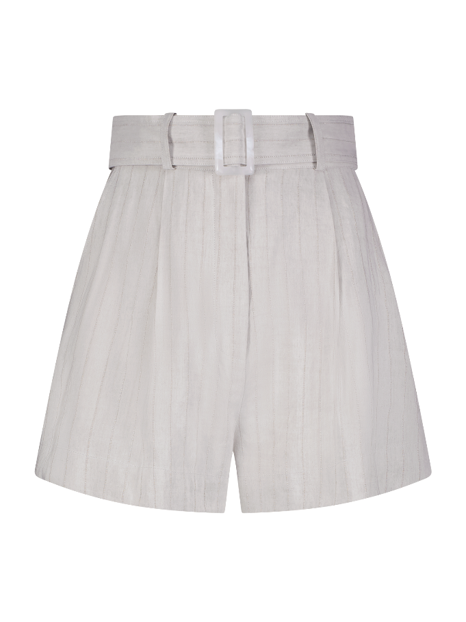 Pleated Oatmeal Stripe Short