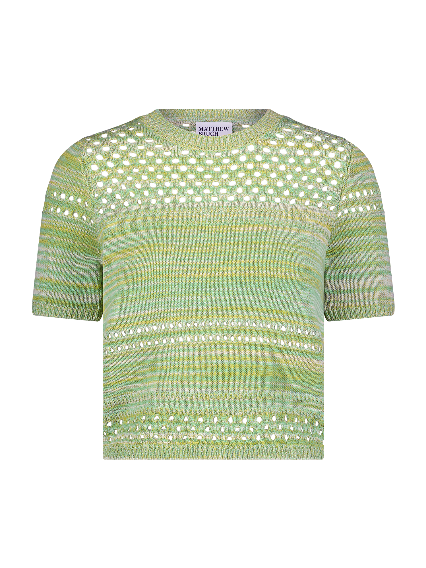 Striped Mesh Green Boxy T-Shirt