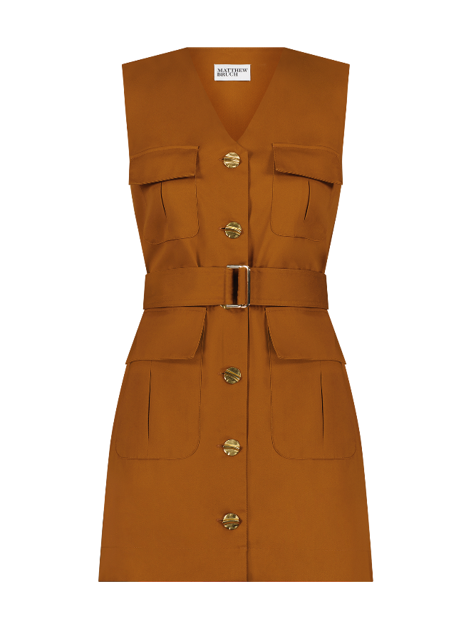 Safari Brown Vest Mini Dress
