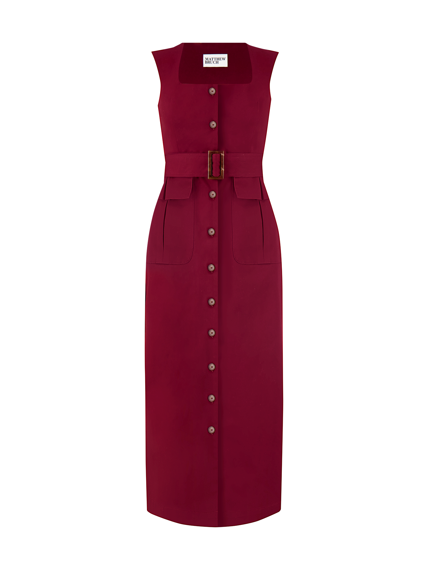 Apron Burgundy Cargo Midi Dress