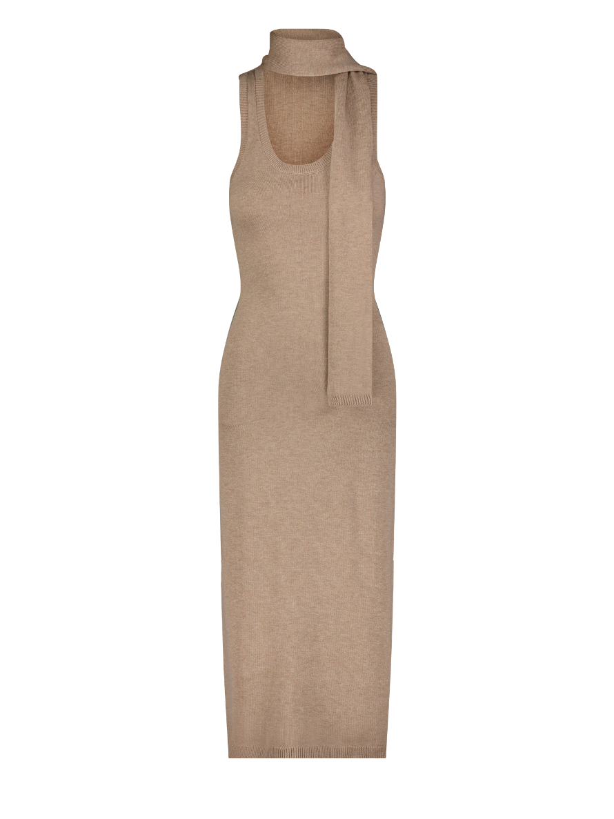 Scarf Camel Tank Midi Dress