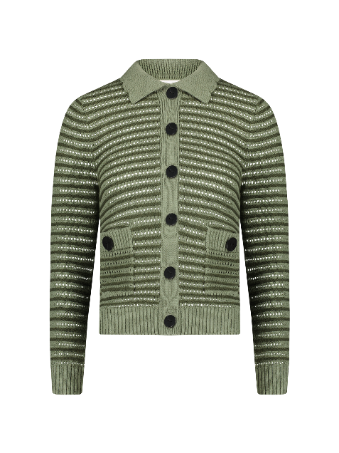 Striped Mesh Sage Cardigan