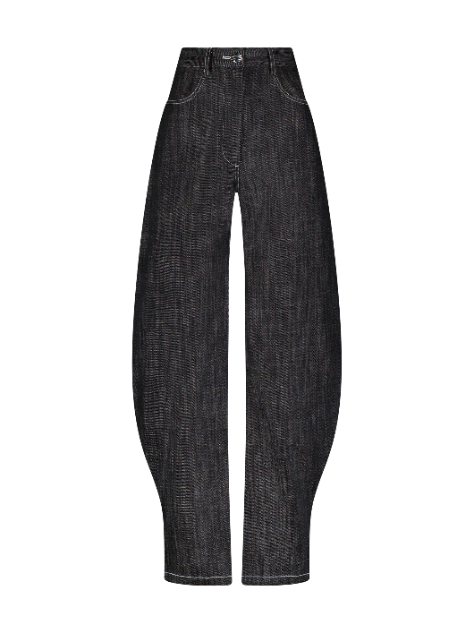 High-Waist Barrel Black Denim Jeans