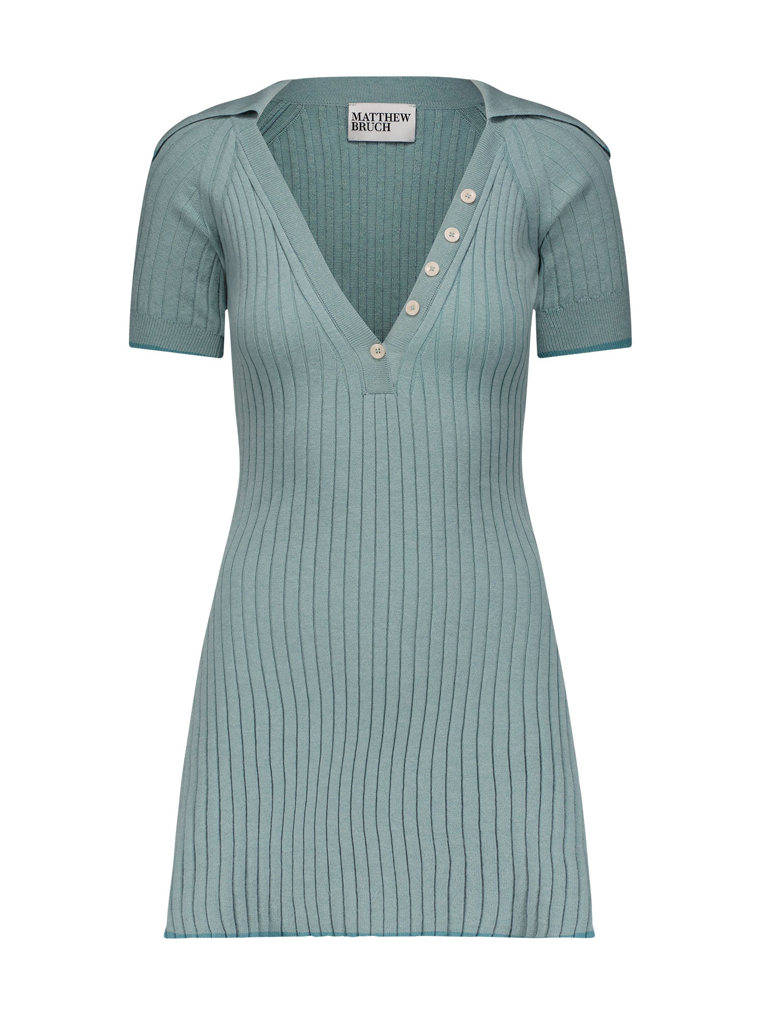 Polo Rib Knit Seafoam Mini Dress