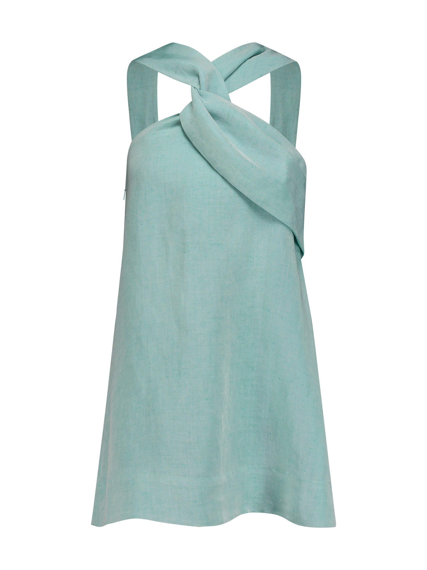 Asymmetric Twist Seafoam Viscose Mini Dress