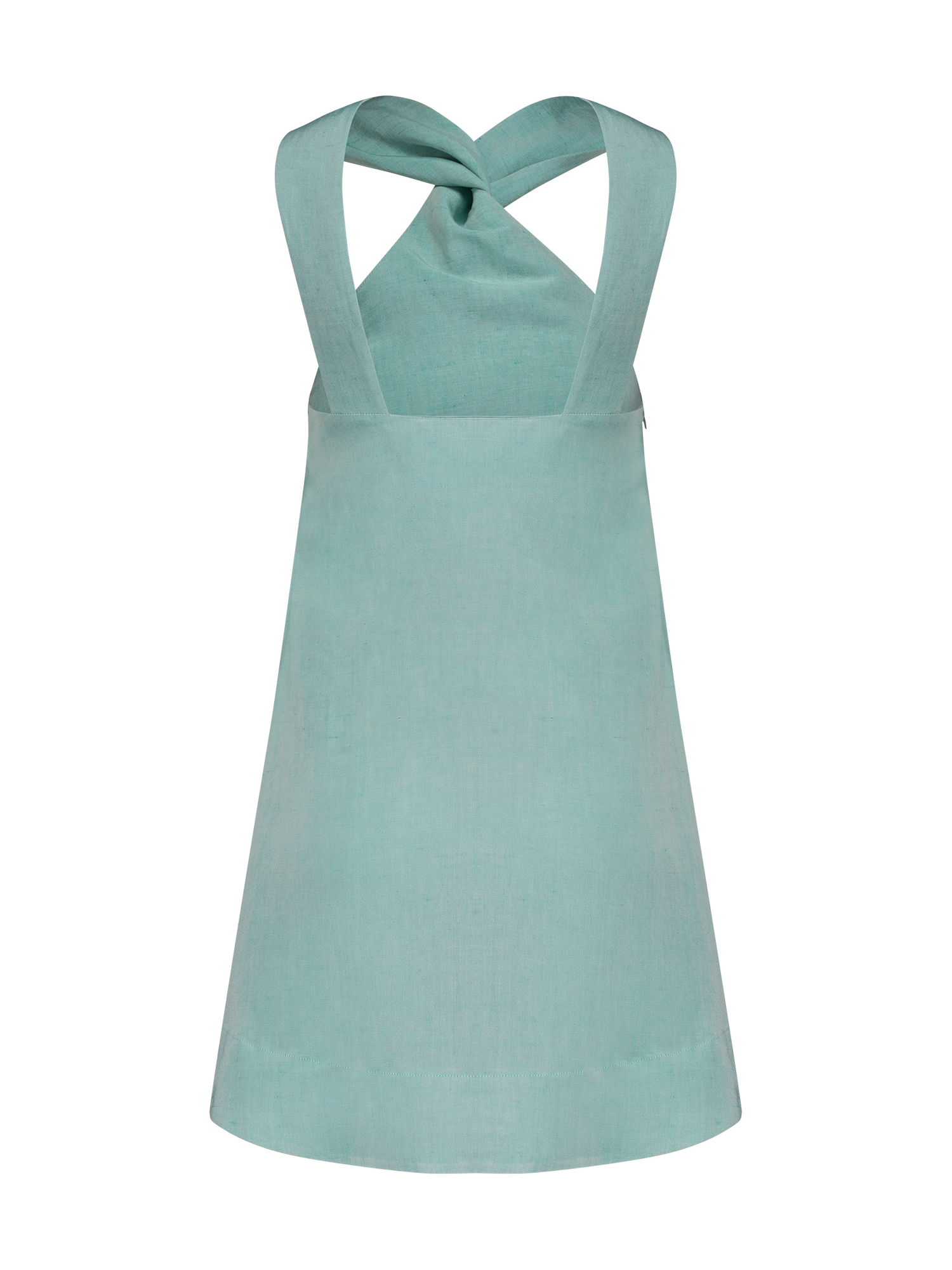 Asymmetric Twist Seafoam Viscose Mini Dress