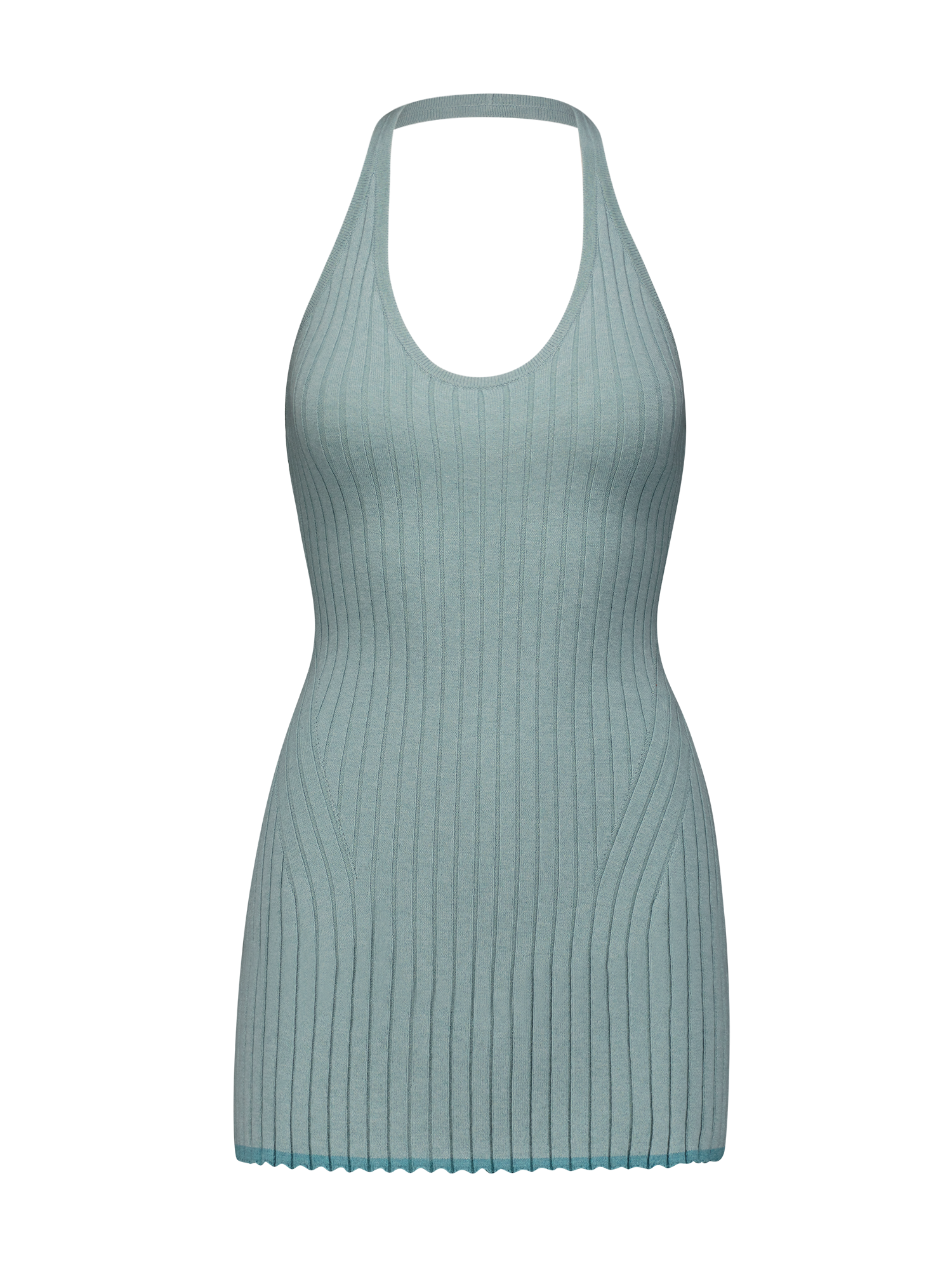 Halter Rib Knit Seafoam Mini Dress