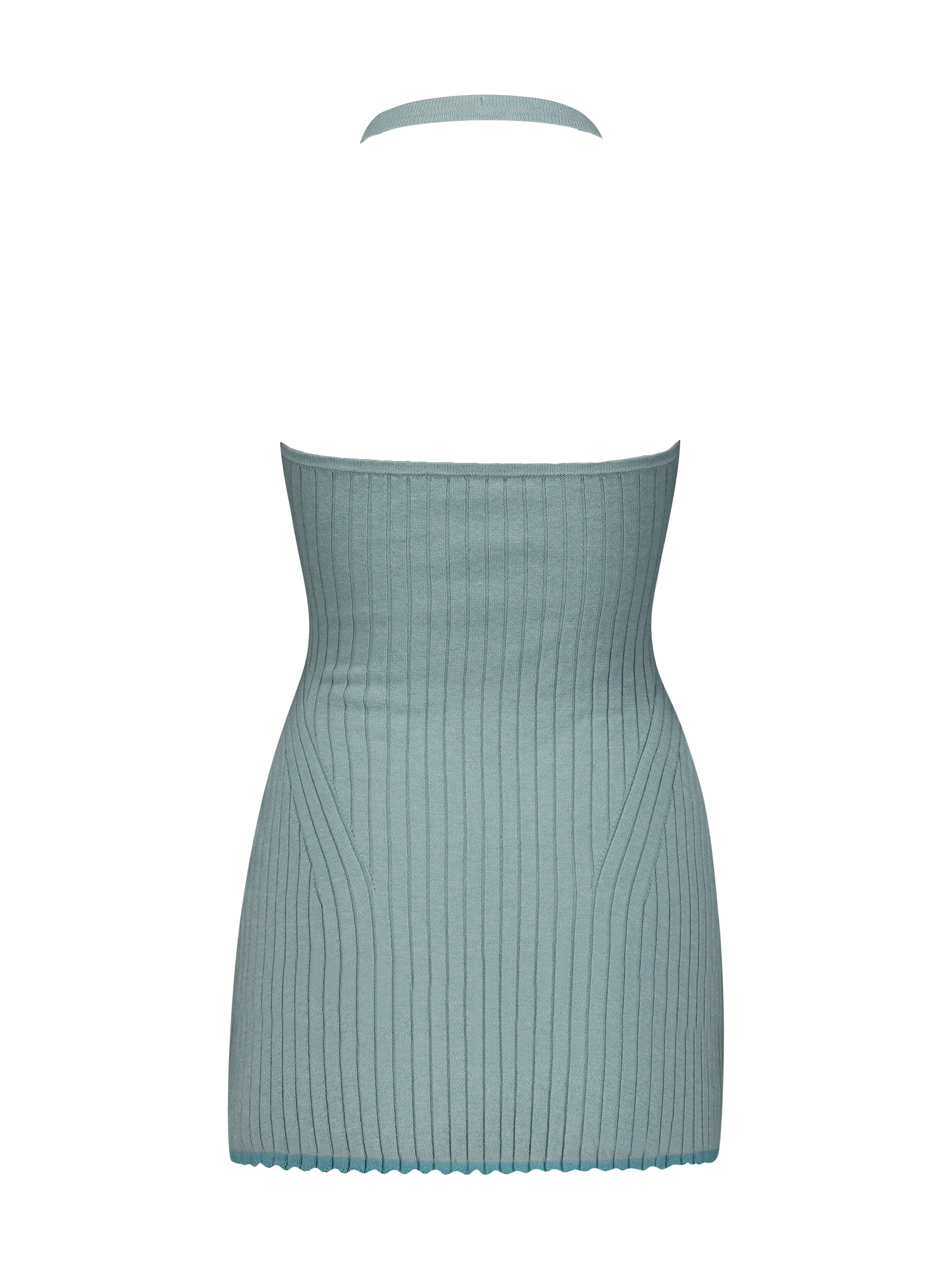 Halter Rib Knit Seafoam Mini Dress