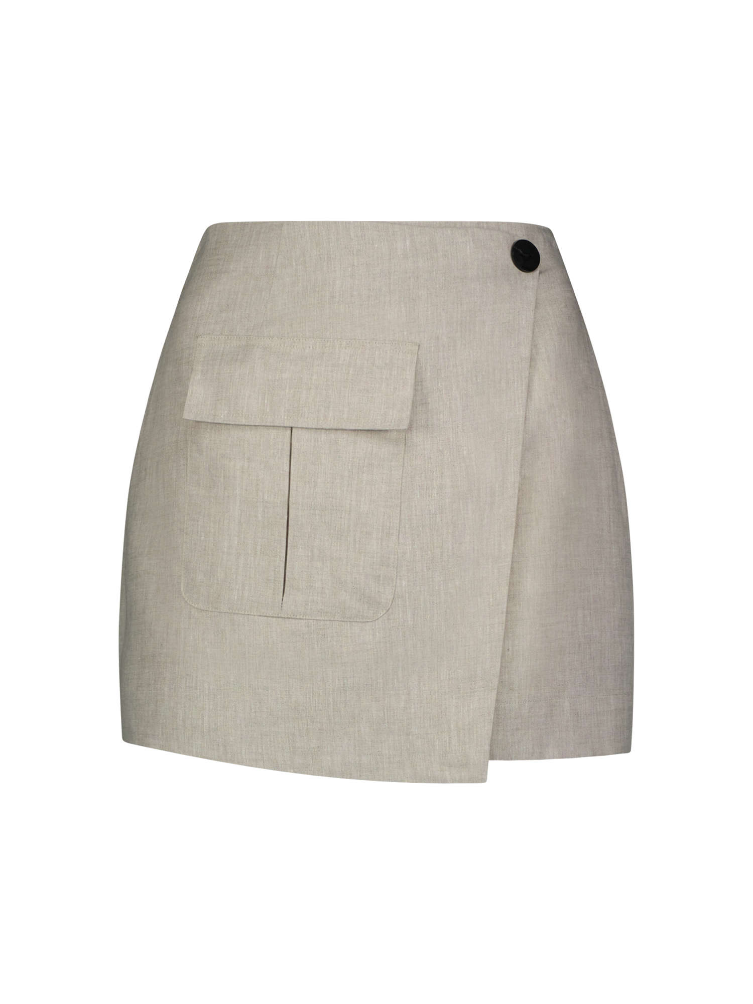 Cargo Wrap Oatmeal Linen Mini Skirt