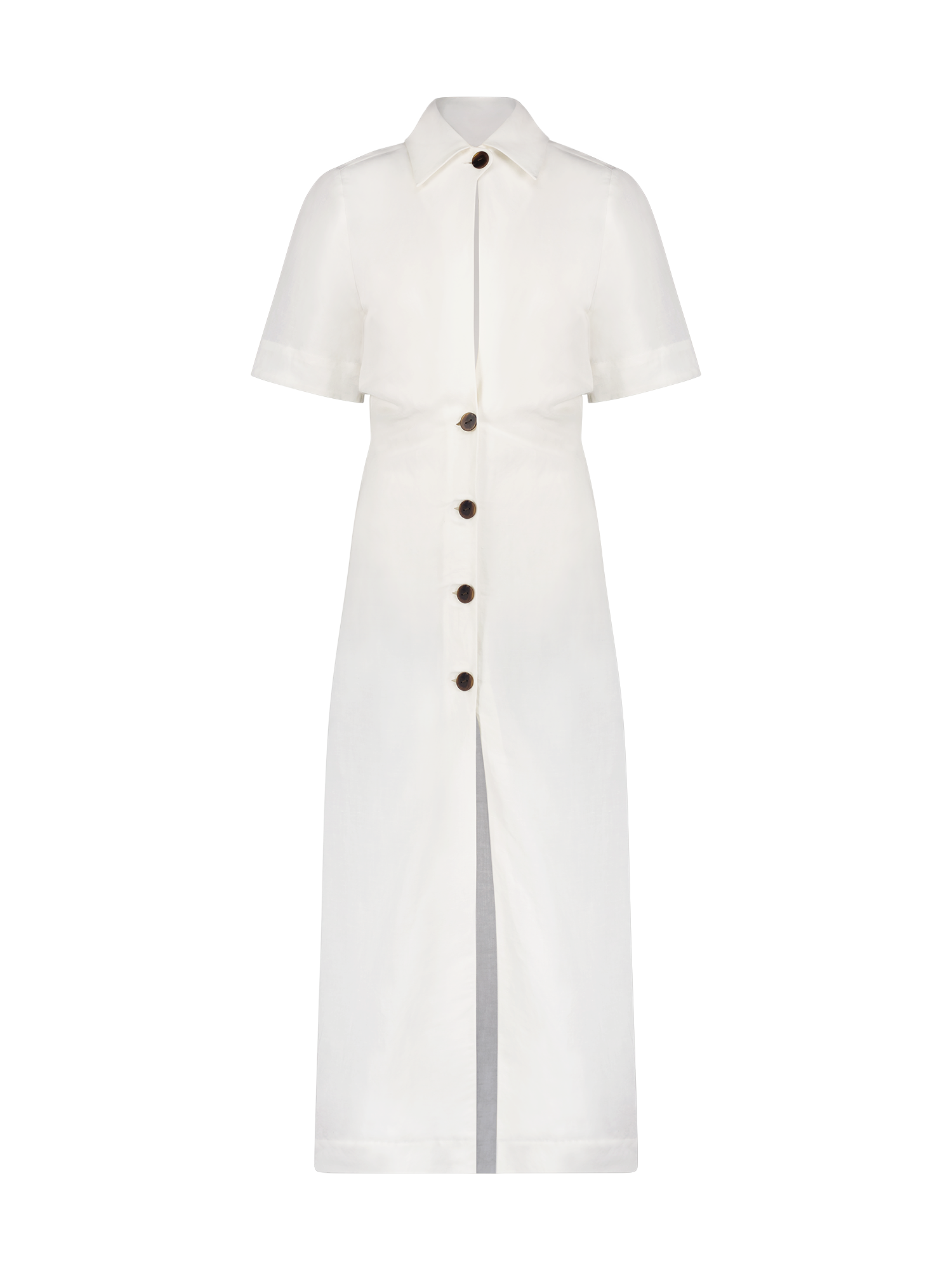 Blouson White Viscose Midi Shirt Dress
