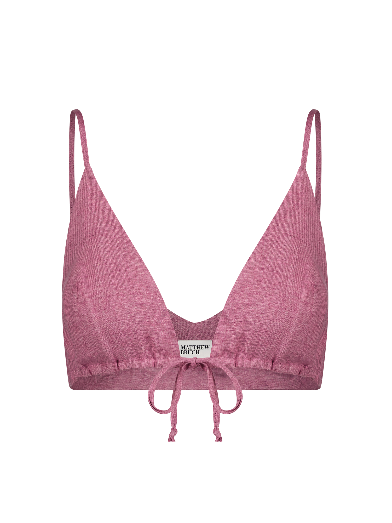 Triangle Tie Front Orchid Linen Crop Top