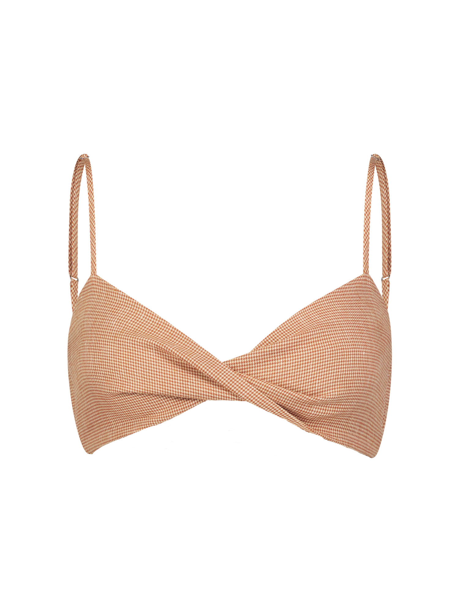 Twist Bandeau Rust Houndstooth Crop Top