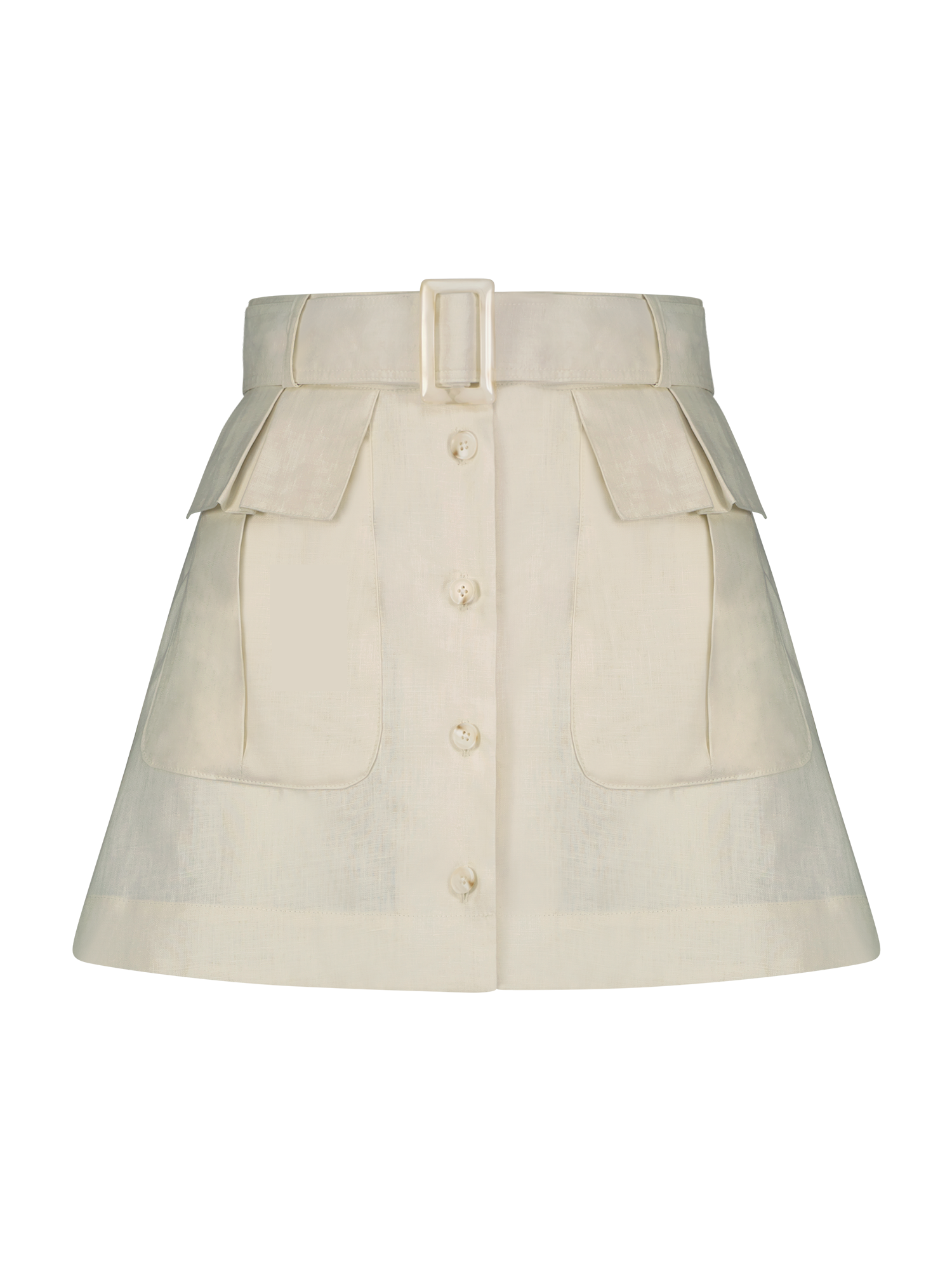 Cargo Cream Linen Mini Skirt