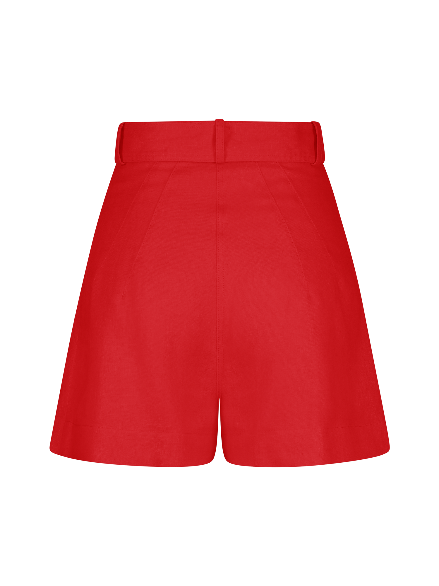 Pleated Red Linen Short