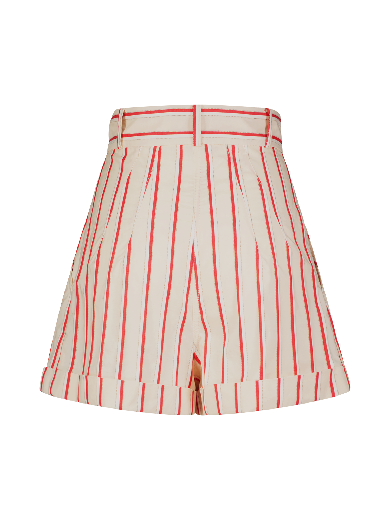 Button Fly Red Striped Cotton Short