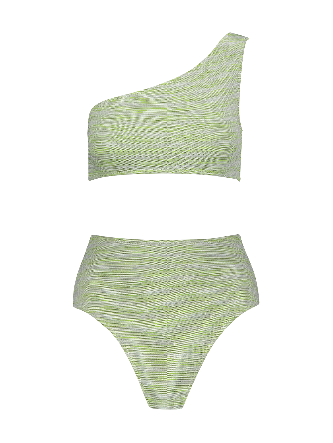 Carolyn Fluorescent Green High-Waist Bikini