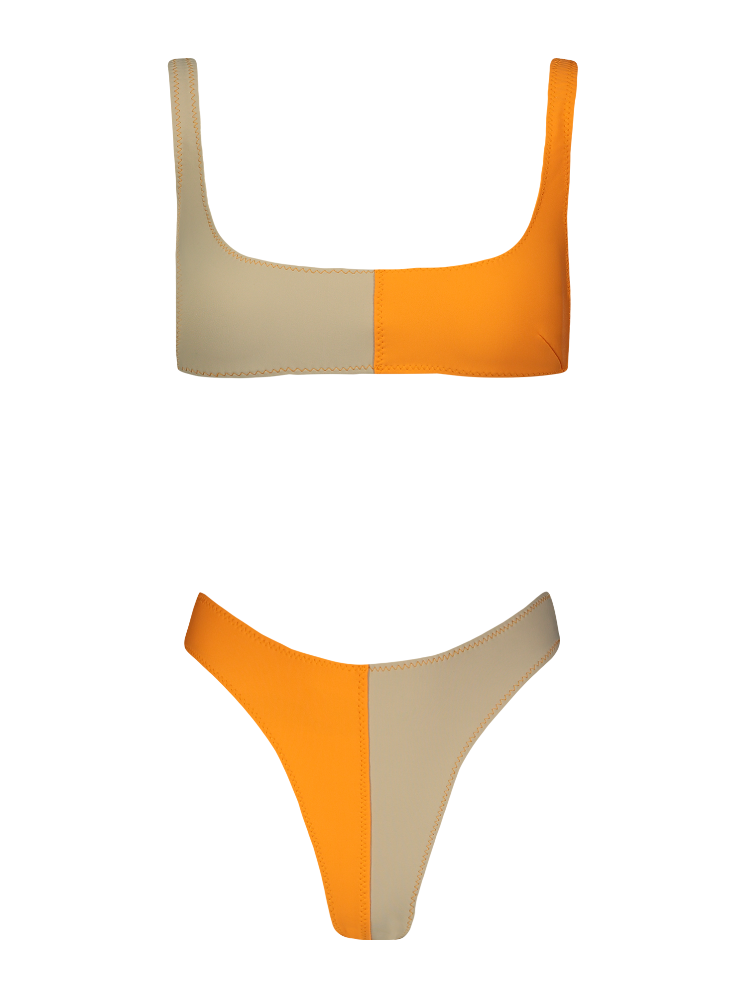 Anna Orange Colorblock Bikini