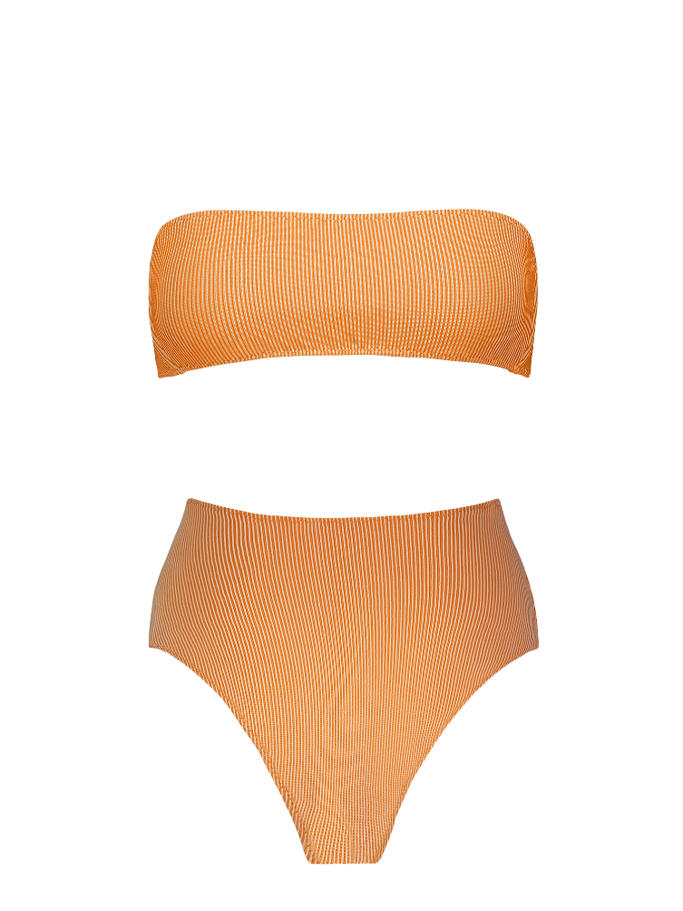 Daria Orange Rib Knit High-Waist Bikini