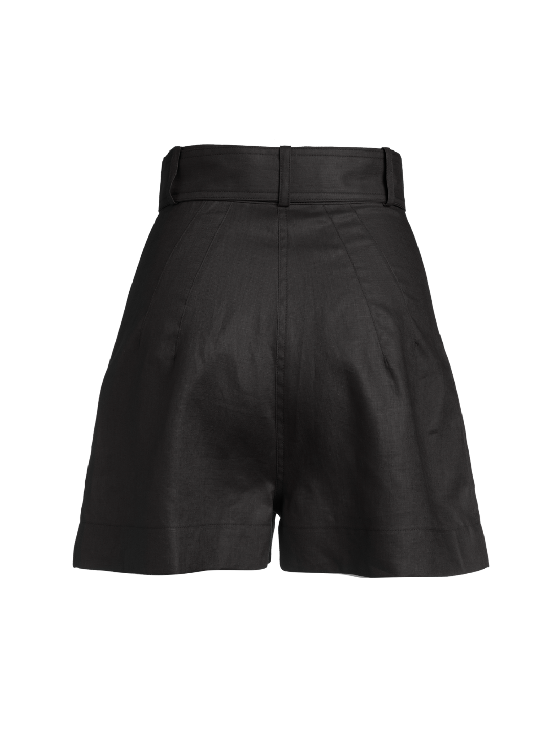 Black Linen Pleated Short