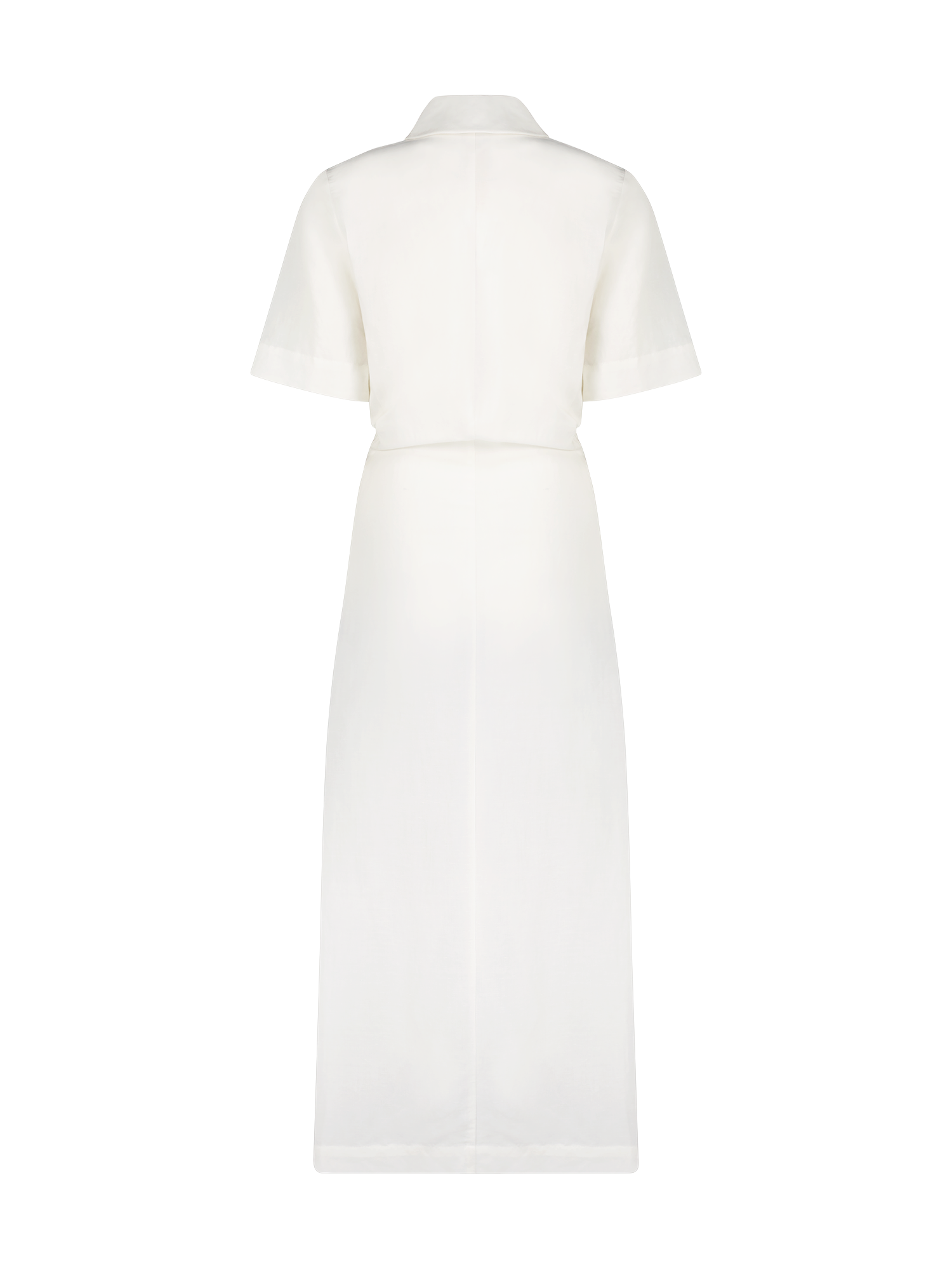 Blouson White Viscose Midi Shirt Dress