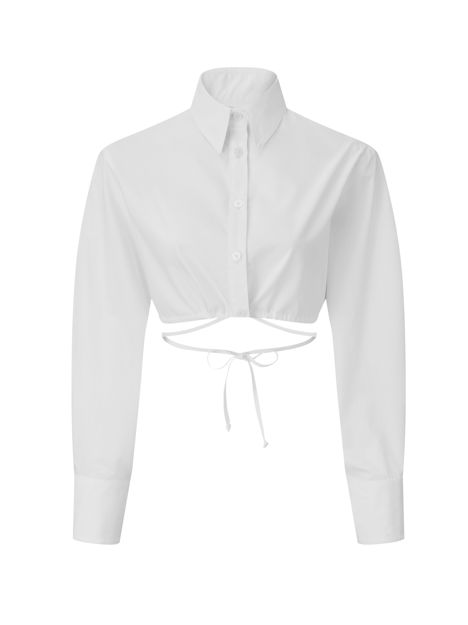 Long Sleeve White Crop Button Up
